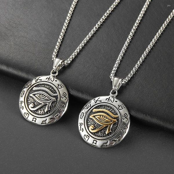 Anhänger Halsketten 316L Edelstahl Altes Ägypten Auge des Horus Halskette Vintage Ägyptischer Pharao Amulett Rune Herrenschmuck