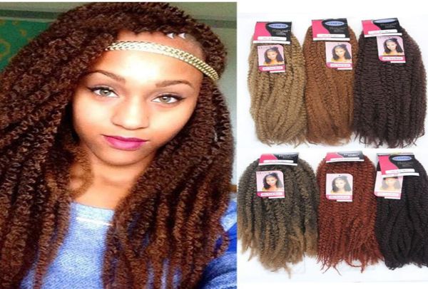 Afro Culry Marley Trecce Intrecciatura all'uncinetto Colore dei capelli nero marrone biondo Ombre Borgogna Kanekalon Capelli ricci crespi sintetici 2086441