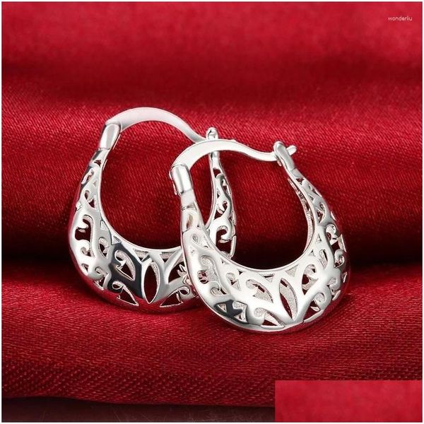 Baumeln Kronleuchter Ohrringe 925 Sterling Silber Hoop Handtasche geformt Blumenmuster Mode Party für Frauen Schmuck Drop Lieferung Otgfc