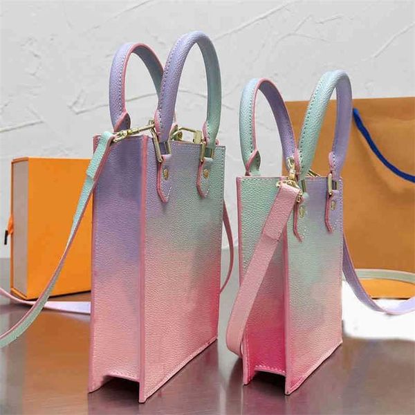 high quality Mini Tote Bags Women Classic Gradient Handbag Shoulder Leather Luxury Designer Crossbody Female Purses 220330