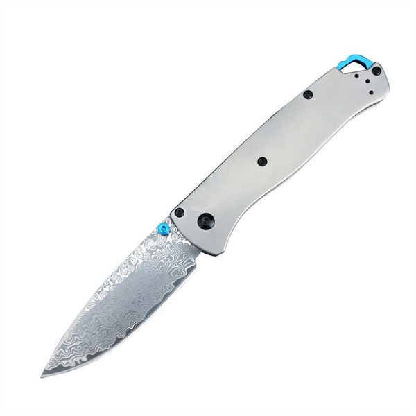 Bugout 535 Coltello tascabile con manico in lega di titanio Lama in acciaio damasco Campeggio EDC Asse da caccia pieghevole