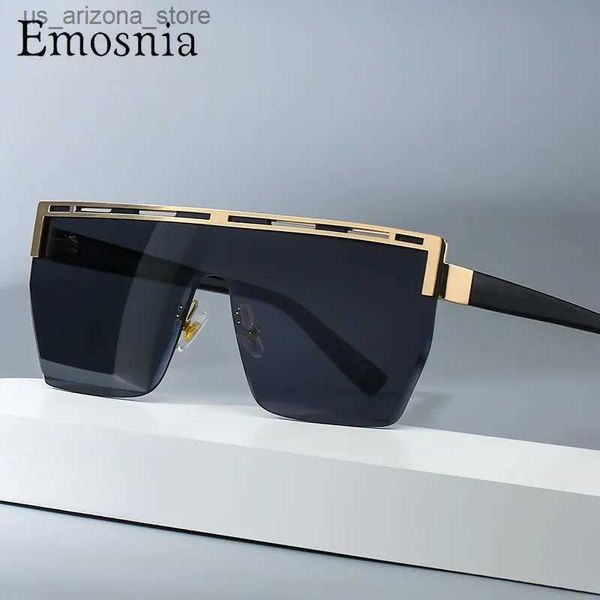 Óculos de sol Emosnia Novos Homens Semi-Rimless Óculos de Sol Oversized Senhoras Óculos de Sol Preto Moda Luxo Marca Designer Retro Óculos Unisex Q240102