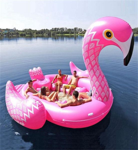 Gigantesca barca gonfiabile Unicorno Flamingo Piscina Galleggia Zattera Anello di nuoto Lounge Piscina estiva Festa in spiaggia Materasso ad aria galleggiante HHA16252162