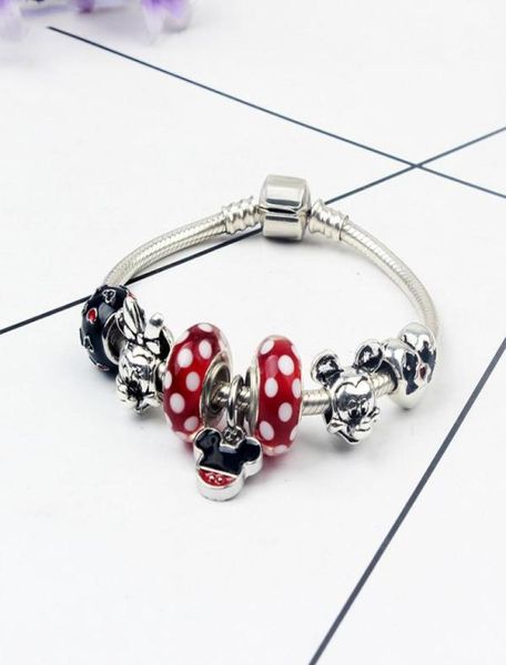 Atacado-925 Murano Vidro Dos Desenhos Animados Charme Pulseiras Para As Mulheres de cristal Original DIY Jóias Estilo Fit P com Crown6348928