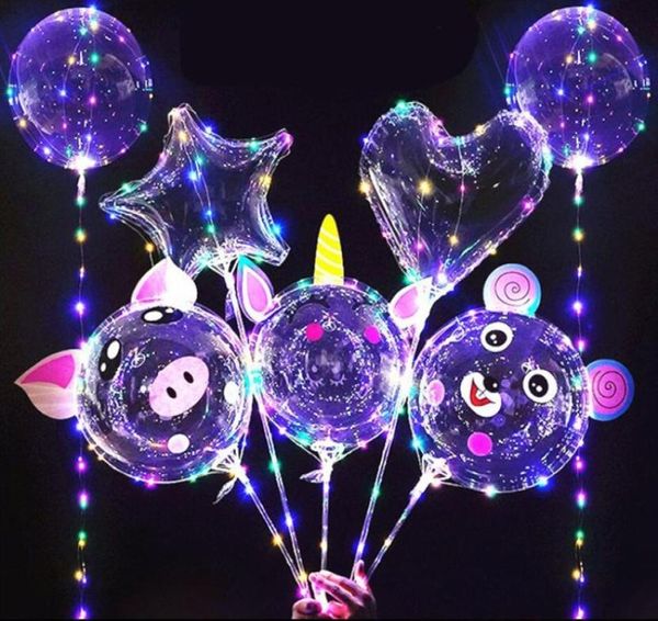 20-дюймовый воздушный шар BOBO, светодиодный светильник, многоцветное освещение, светящийся столбик 70 см, 3 м, 30 светодиодов, ночь для вечеринки, воздушный шар, свадебное праздничное украшение1745991