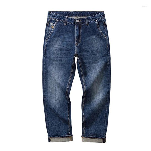 Jeans da uomo autunno e inverno pantaloni larghi casual a gamba dritta taglie forti vintage denim rosso