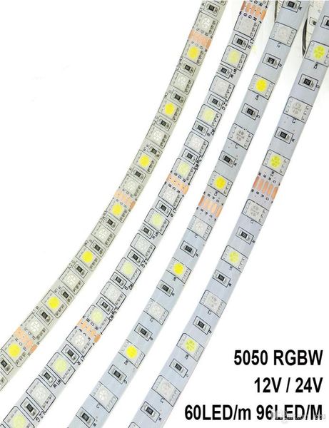 Светодиодная лента 5050 RGBW DC 12 В 24 В Гибкая светодиодная лампа RGB Белый RGB Теплый белый 60 LEDm 96 LEDm 5mlot2254997