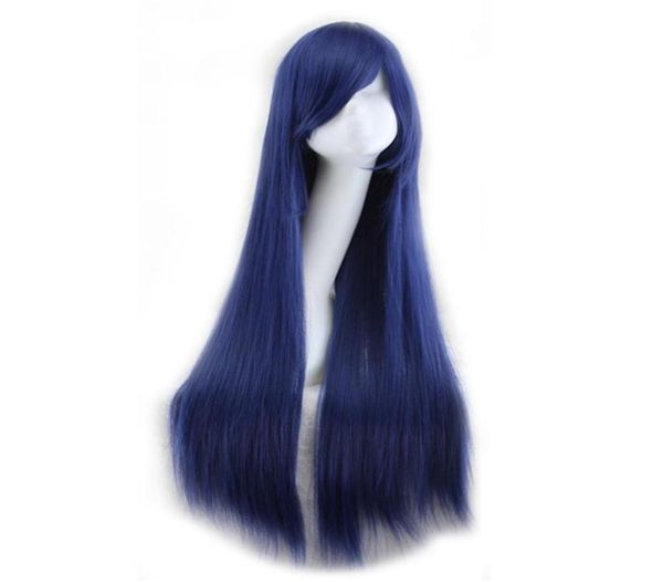 WoodFestival 80 см парики из волокна для женщин блондинка черный розовый синий желтый темно-синий длинный прямой парик косплей синтетические волосы7088174