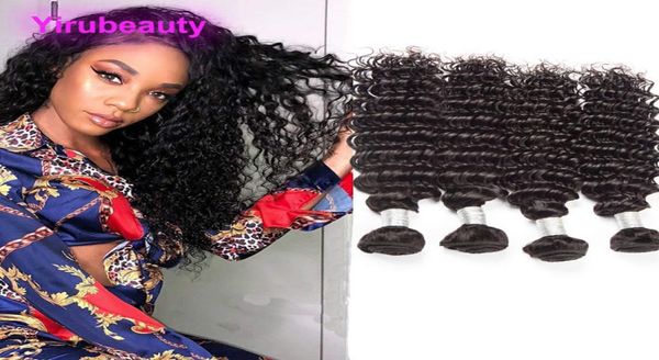 Extensões de cabelo virgem brasileiro 4 pacotes onda profunda encaracolado cabelo humano não processado 4 peçaslot tece tissage natural color9377635