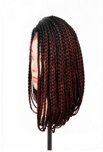 14 inç kutu örgü tığ işi peruk sentetik dantel ön peruk bob saç modeli örgülü peruklar kadınlar için kötü saçlı usa3291795