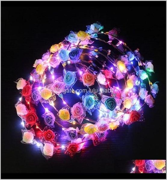 Sss Festa di Natale colorata Incandescente Halloween Corona di fiori Fascia per capelli Donne Ragazze Led Light Up Fascia per capelli Ghirlande Gyuww Reggiseno lampeggiante4963571