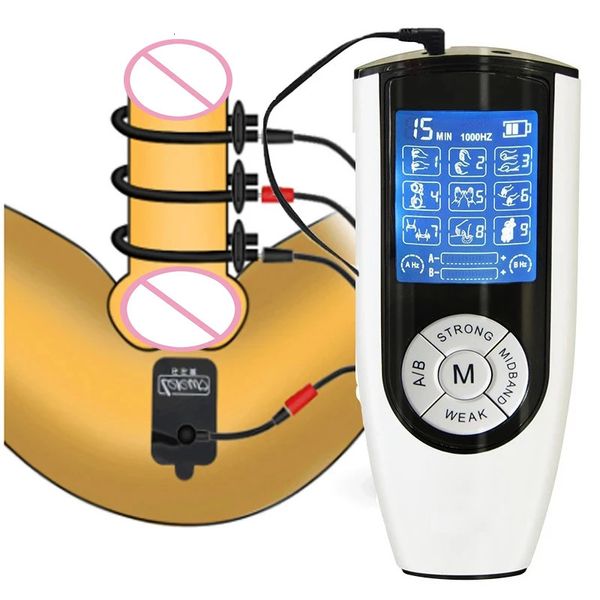 Elektroschock Penis Ring SM Hoden Elektrische Stimulieren Therapie Massage Pad Extender Erweiterung Sex Spielzeug Männer Masturbator 240102