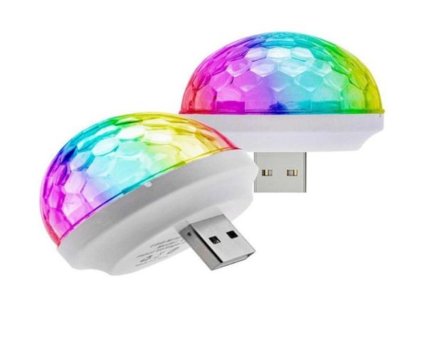 SXI USB Mini LED-Effekte Bühnenlicht Disco Elfin Sprachsteuerung Selbstfahrender Kristall Magic Ball Telefon Musik Glühbirne Nachtlampe8876315