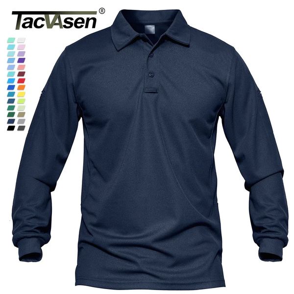 TACVASEN Männer Taktische T-shirts Arbeit Polos Sommer Schnell Trocknende T-shirts Langarm Leichte Pique Jersey Golf T-shirts T Tops 240102