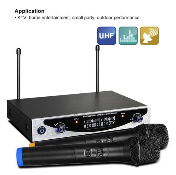 MU899 UHF Doppio microfono wireless portatile Karaoke KTV Microfono Altoparlante Microfono Smartphone Microfono per computer portatile PA Theater 5320858