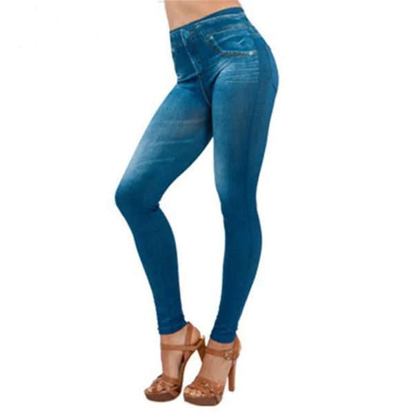 Calças de brim novas mulheres calças jeans bolso magro leggings fitness plus size leggins comprimento jeans atacado e transporte da gota