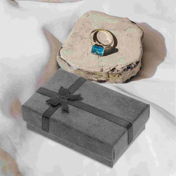 Confezione regalo Scatole di carta con fiocco da 6 pezzi con coperchi e fiocchi di nastro Espositore per gioielli a colori per l'imballaggio del regalo di compleanno