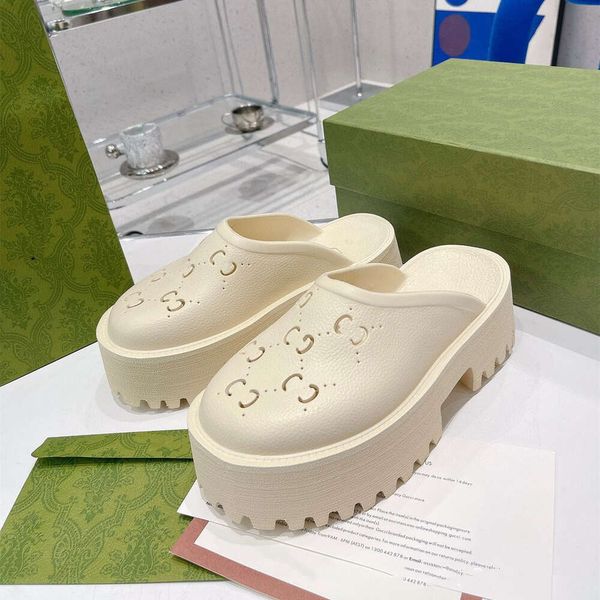 Confezione set completo versione alta G lettera della famiglia fondo spesso scarpe con foro da 5 cm borsa da donna parte superiore posteriore pantofole vuote taglia grande estate 0P8Hl