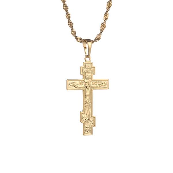 Colore oro Russo Cristianesimo Ortodosso Chiesa Croce Eterna Charms Ciondolo Collana Gioielli Russia Grecia Ucraina Gift272G