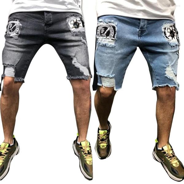 Shorts masculinos homens denim verão fino ajuste casual calças cortadas cintura média reta esportes carga jeans para praia
