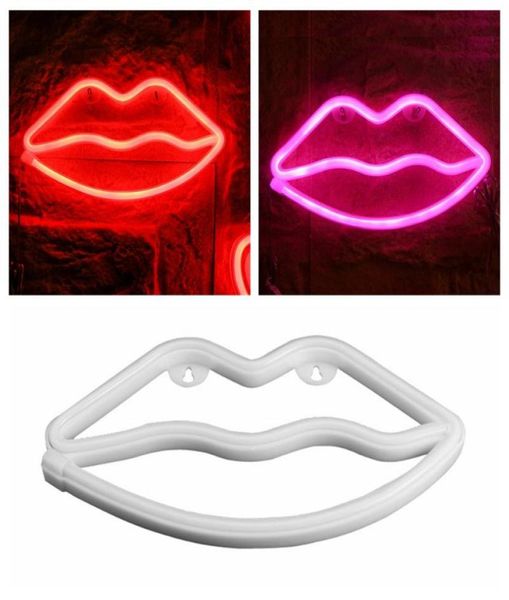 Cordas LED Neon Sign Night Lights Lips Lâmpada Decoração de Parede Luz USB Tomada para Interior Festa de Casamento de Natal Crianças Quarto Amor Romanti2188583