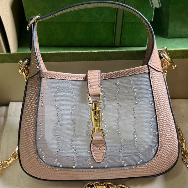 Chaintote diamanti spalla borse ascellari intarsio borsetta lady crossbody borse lucertola skin 7a frizione di moda jackie frizione tutte le lettere rame da sera borse