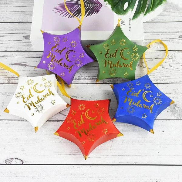Confezione regalo 5/10 pezzi a forma di stella Eid Mubarak contenitore di caramella Ramadan favore scatole per imballaggio musulmano festival islamico festa Al-Fitr decorazioni fai da te