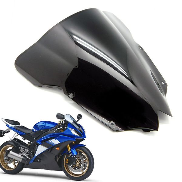 Para-brisa para motocicleta, preto transparente, bolha dupla, abs, para yamaha yzf r6 2008-2016