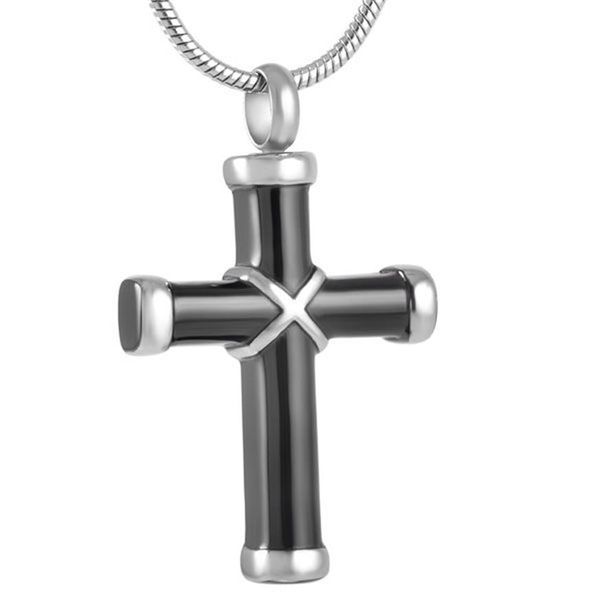 IJD8350 Collana con ciondolo cremazione in acciaio inossidabile con croce, collana con urna ricordo, ceneri di memoria, 192W