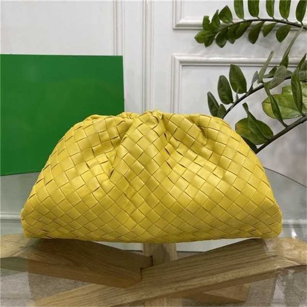 Borse a mano BottegsPelle di pecora Veneta 7A Vera pelle Pesca Intrecciato Pelle di vitello The Clutch Giallo 98062 Qualità Taglia 39*9*19cmQQ