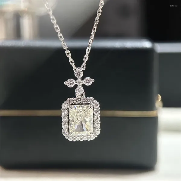 Ожерелья подвеска Pure Sier Square Cross Cross Cross Collece Elegant Elegance 2024