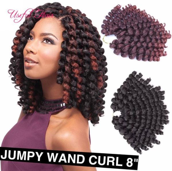 8 pollici 2X giamaicano rimbalzo capelli trecce crochet trecce estensioni bacchetta ricciolo intrecciare i capelli sintetici Jumpy Wand Curl Ombre9891622