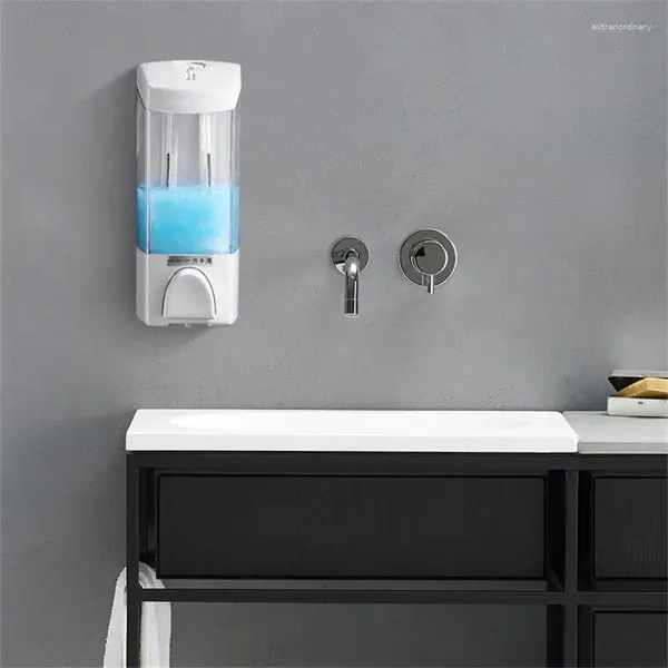 Conjunto acessório de banho chuveiro gel caixa de sabão branco multifuncional espremido conveniente montado na parede suprimentos de banheiro dispensador líquido 400ml