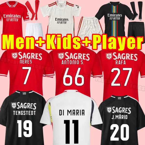 23 24 BenficaS Jerseys de futebol Seferovic Waldschmidt Pizzi Rafa G. Ramos 2023 2024 Home Away Men Kids Kit Camisas de futebol Otamendi Kokcu Di Maria Fans Player