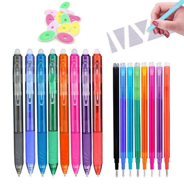 Многоцветные стираемые гелевые ручки 0,5 мм со сменными ластиками, высокое качество, черные, синие, красные шариковые ручки для письма, канцелярские принадлежности Kawaii