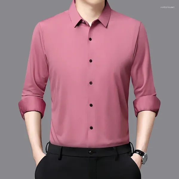 Camicie casual da uomo Moda uomo Abito di lusso di alta qualità 2024 Manica lunga Social Business Traceless Camicia formale Masculino Abbigliamento da lavoro da uomo