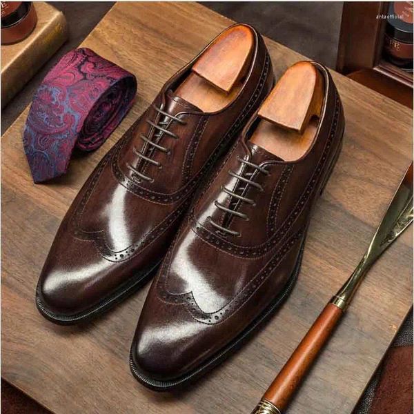 Kleidschuhe Sipriks Frühling Herbst Herren Oxfords Britischer Stil Büro Karriere Brogues Vollnarbenleder Hochzeit Herrenanzug X