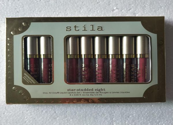 Set di rossetti liquidi Starstudded Eight Stay All Days, confezione da 8 pezzi, rossetto liquido Stila, a lunga tenuta, cremoso e brillante, drop7755156