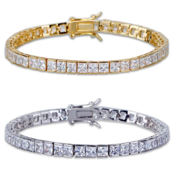 Charme moda clássico tênis pulseira design de jóias branco aaa zircônia cúbica pulseira fechos corrente 18k ouro tamanho 8 polegadas para homem br2743597