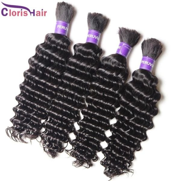 Top Deep Wave Flechten Echthaar Bulk für Micro Braid Kein Schuss Günstige unverarbeitete tiefe lockige peruanische Haarwebart Bundles in Bulk 3p8673103