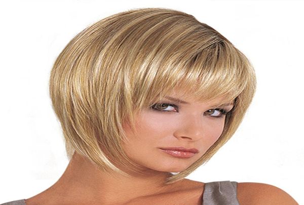 2020 Новый стиль, европейский и американский парик, женский реалистичный натуральный парик с косой челкой, набор коротких прямых волос для внешней торговли8802947