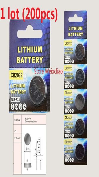 200pcs 1 lote CR2032 3V bateria de célula de botão de íon de lítio CR 2032 3 Volts baterias de moeda de íon de lítio 9210106
