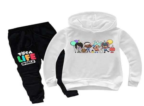 Conjuntos de roupas Toca Life World Kids Boys Conjuntos de roupas Jogo Toca Boca Life World Manga comprida ONeck Harajuku Hoodies Tops Calças chi5364766