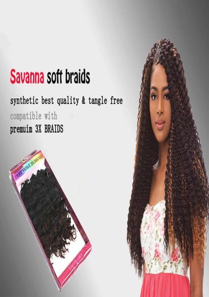 SYNTHETISCHE HAARVERLÄNGERUNGEN tiefe Welle 3er-Pack Bouncy Curl 10 Zoll Häkelzöpfe Haar 3X BraidS Savana Bohemian MARLEY1826729