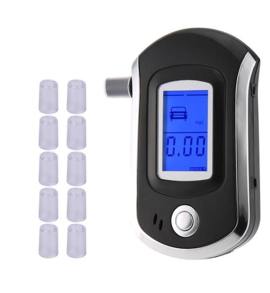 Profissional Digital Breath Alcohol Tester Bafômetro Dispaly com 11 Boquilhas AT6000 Display LCD DFDF2062398