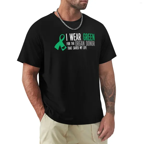 Camiseta masculina Eu uso verde para o doador de órgãos que salvou minha vida - Camiseta Presentes de conscientização sobre transplante Awaren T-shirt