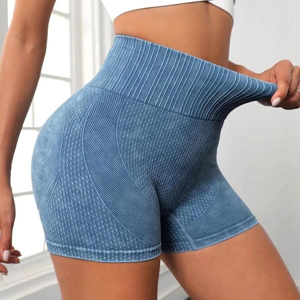 Shorts ativos chrleisure esportes mulheres lavagem de água push up cintura alta calças de yoga secagem rápida feminino corrida fitness três quartos