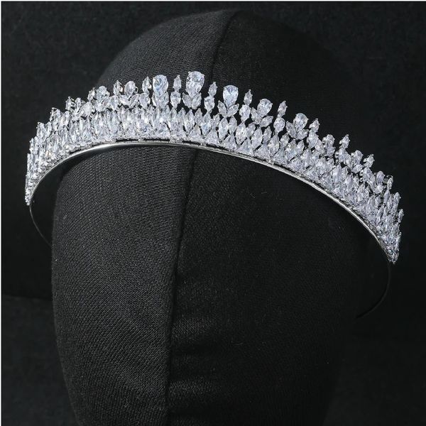 Corone da sposa di lusso Diademi AAA Zircone cubico Diademi da sposa Diadema Fascia per capelli Prom Copricapo da donna Accessori per gioielli per capelli 240102