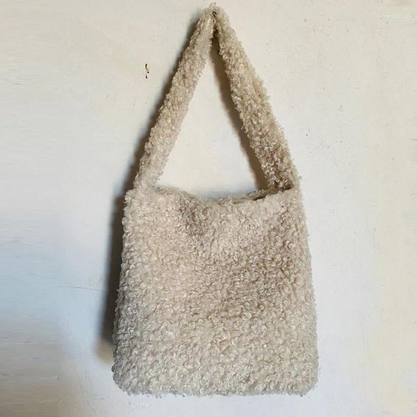 Sacos de noite de pele de cordeiro tote para mulheres bolsas de designer de luxo e bolsas 2024 na moda pelúcia simples axilas ombro