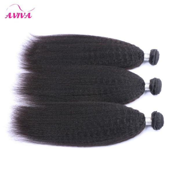 Brasileiro peruano cabelo virgem indiano kinky em linha reta 3 pacotes 100 extensões de cabelo humano malaio mongol cambojano yaki straig8165626